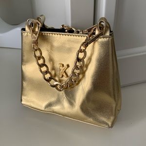Vintage 90’S Y2K Gold Metallic Leather PALOMA PICASSO Mini Micro Tiny purse
